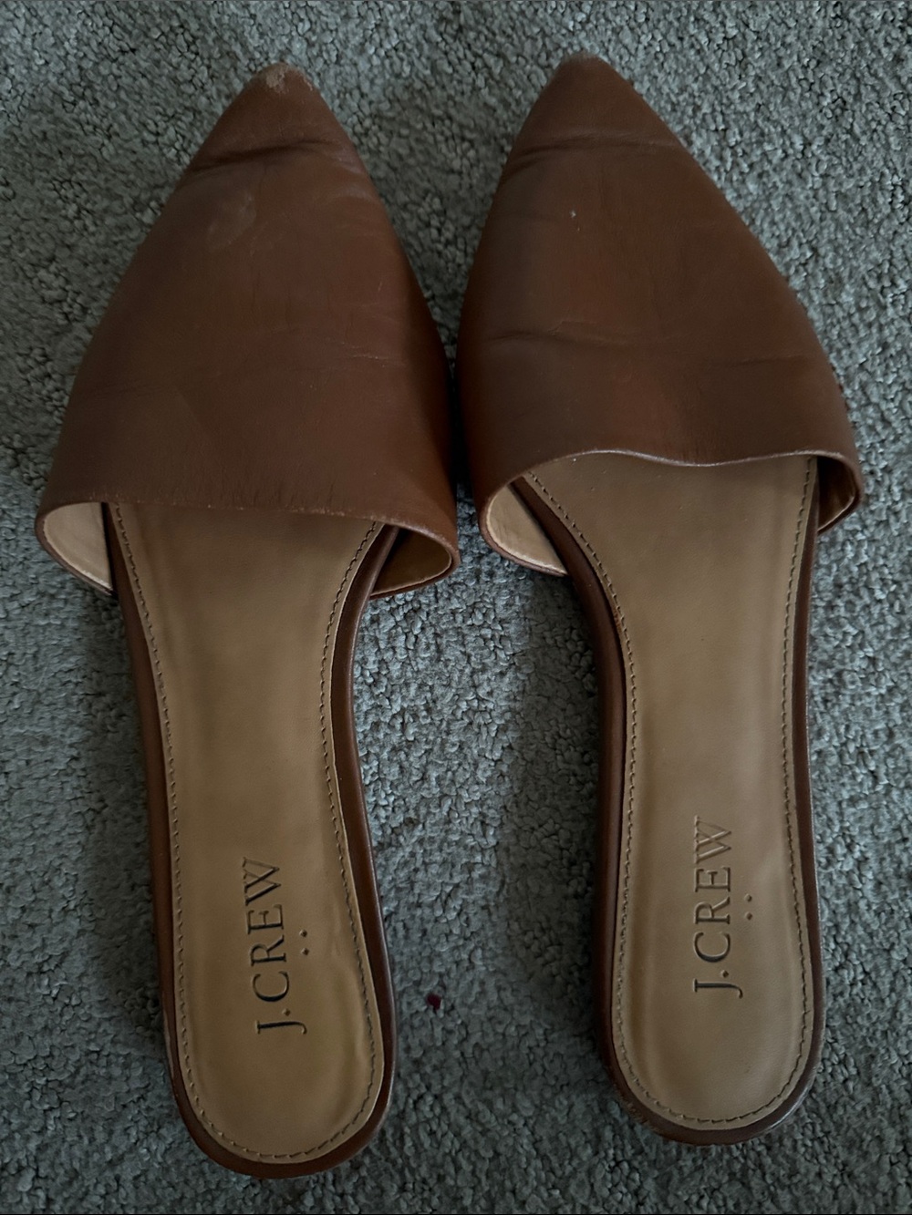 J. Crew Brown Leather Pointed Toe Slip-On Mules